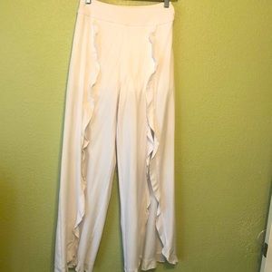 Split Leg White Pants